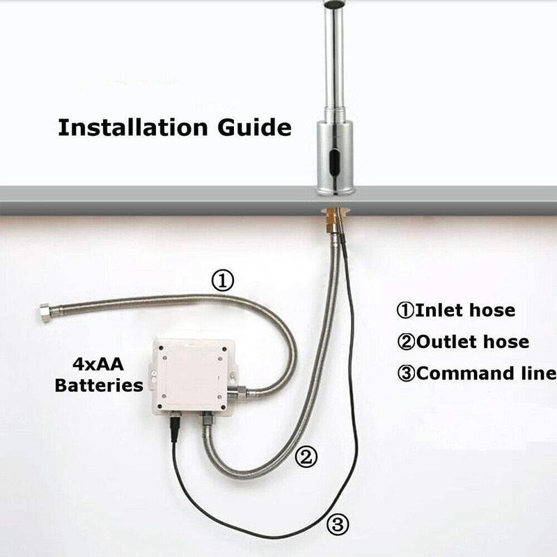 YCCUZA Automatic Faucet Chrome Touchless Kitchen Faucet Touch-Free Electric Automatic Infrared Sensor Touchless Faucet Bathroom Public Vessel Sink Faucet Motion Sensor Actived Dual Powered AC/DC - Image 1